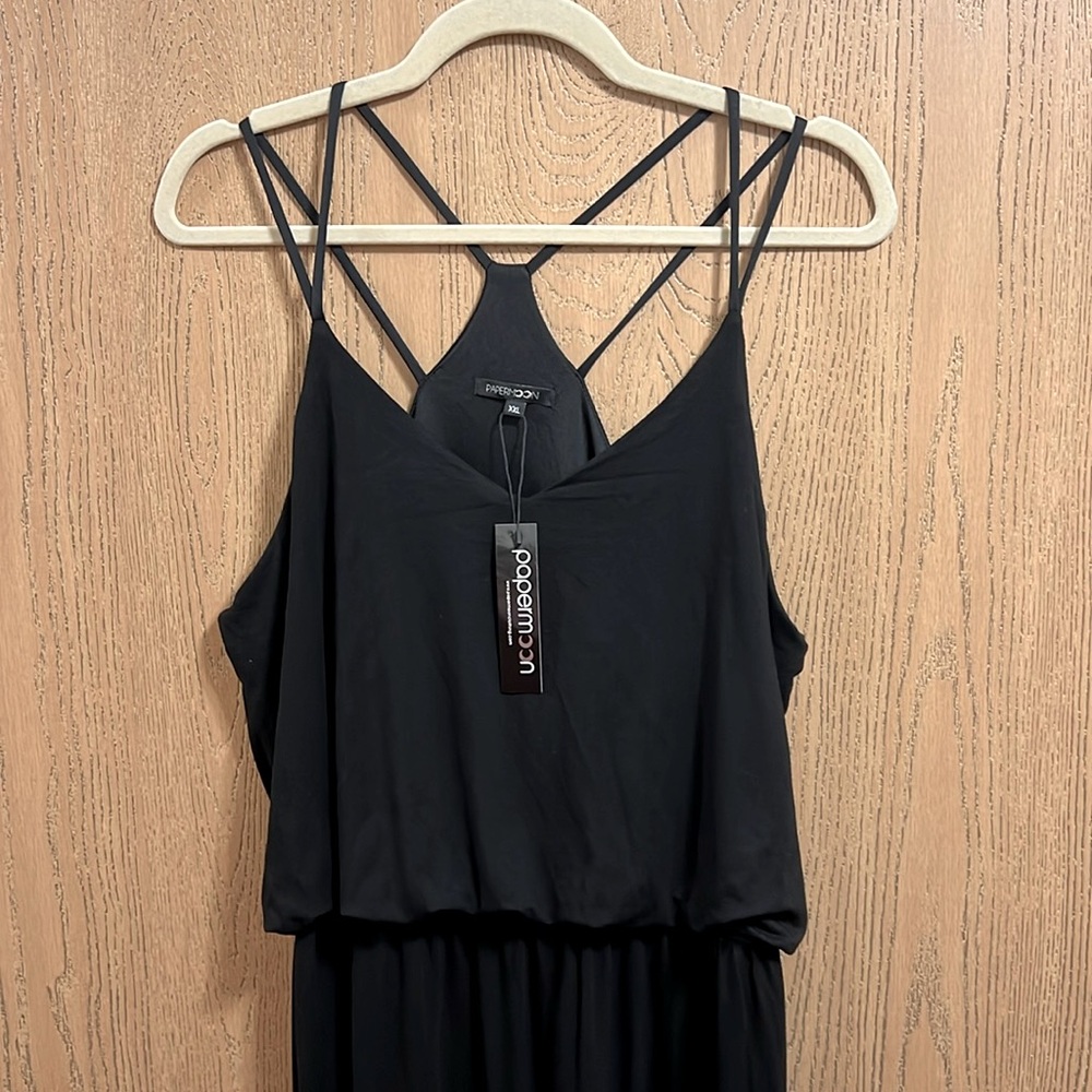 Papermoon Black Stretch Single Slit Maxi Dress Women Size XXL Casual Dresses